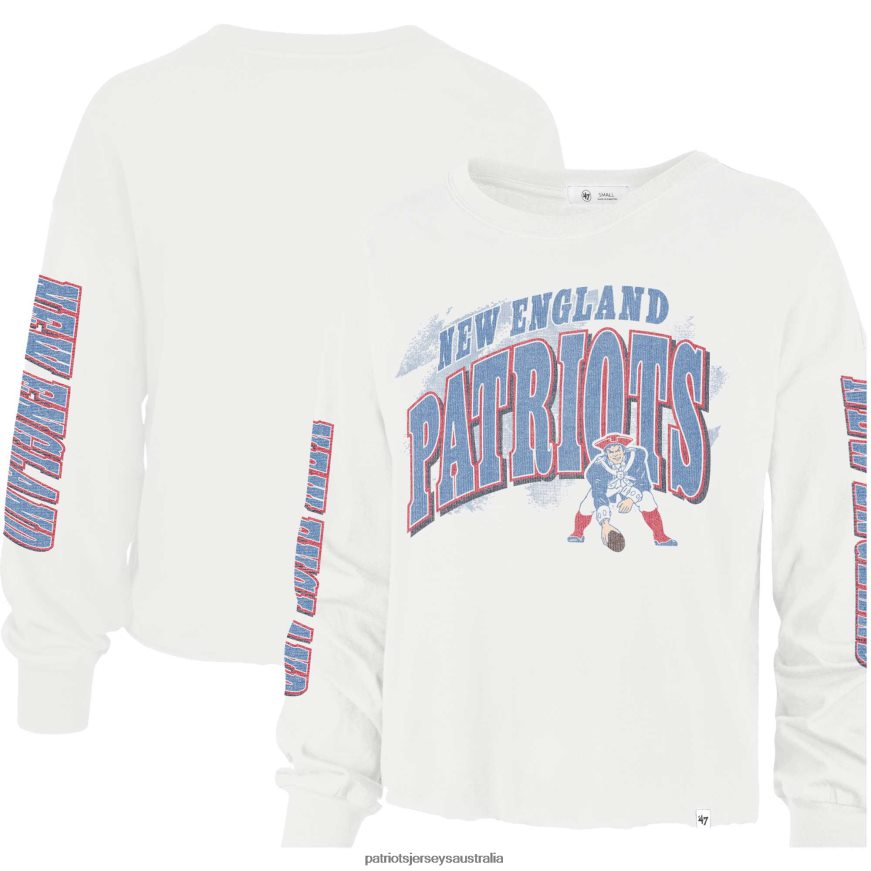 Women 47 Cream Brush Back Parkway Cropped Lightweight Long Sleeve T-Shirt ZZ06V22718 Patriots Jersey Clothing