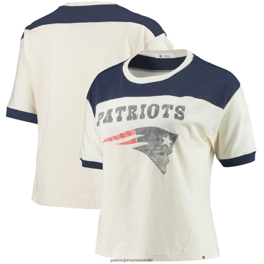 Women 47 Cream/Navy Billie Cropped T-Shirt ZZ06V22741 Patriots Jersey Clothing
