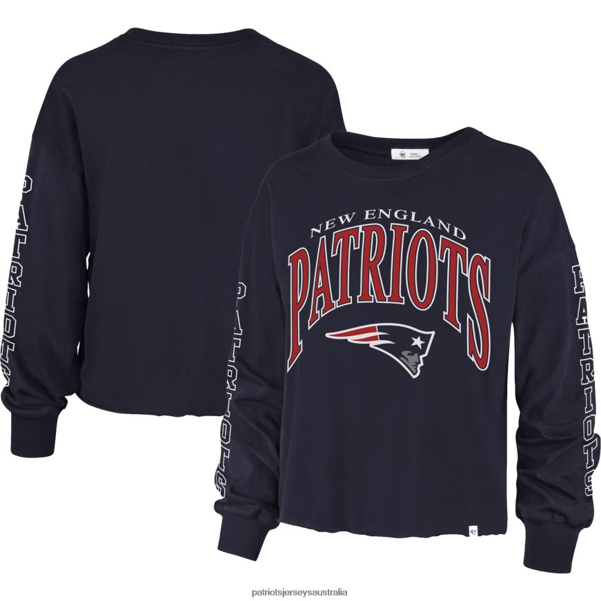 Women 47 Navy Skyler Parkway Cropped Long Sleeve T-Shirt ZZ06V22698 Patriots Jersey Clothing