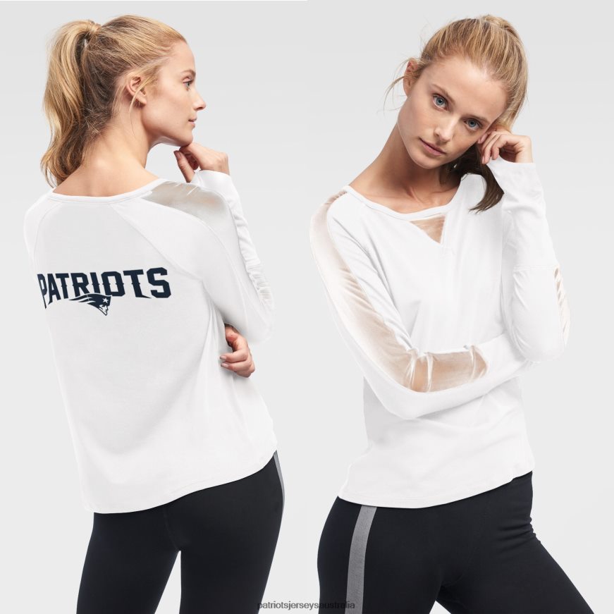 Women DKNY Sport White Gabby Mesh Long Sleeve T-Shirt ZZ06V22761 Patriots Jersey Clothing