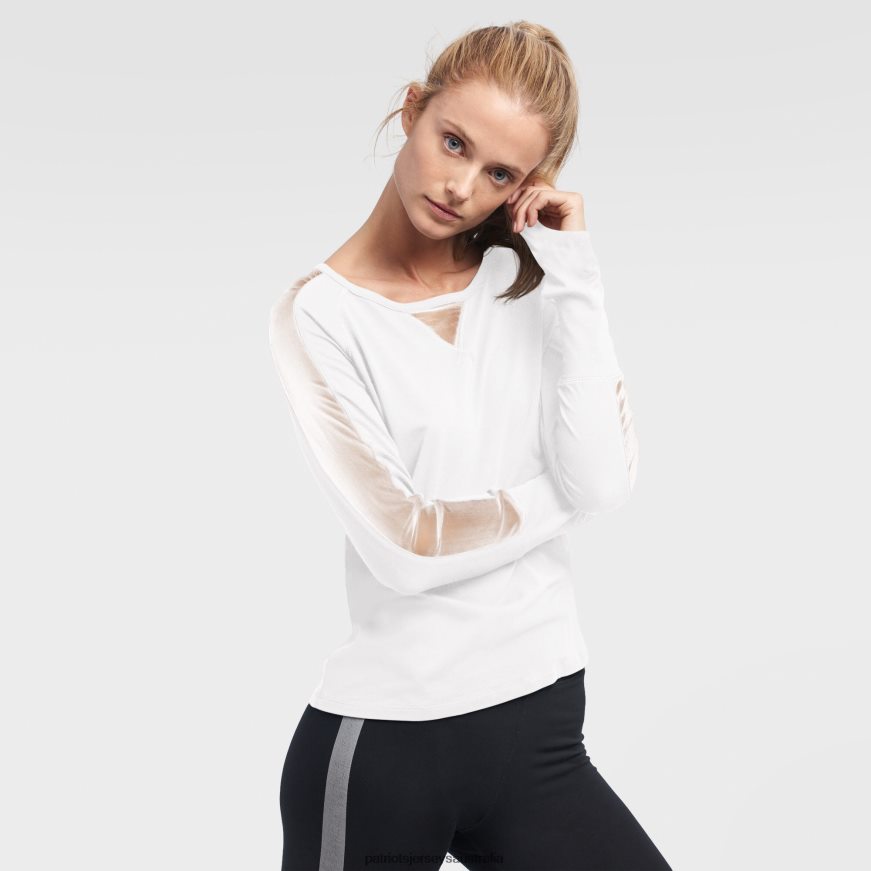 Women DKNY Sport White Gabby Mesh Long Sleeve T-Shirt ZZ06V22761 Patriots Jersey Clothing