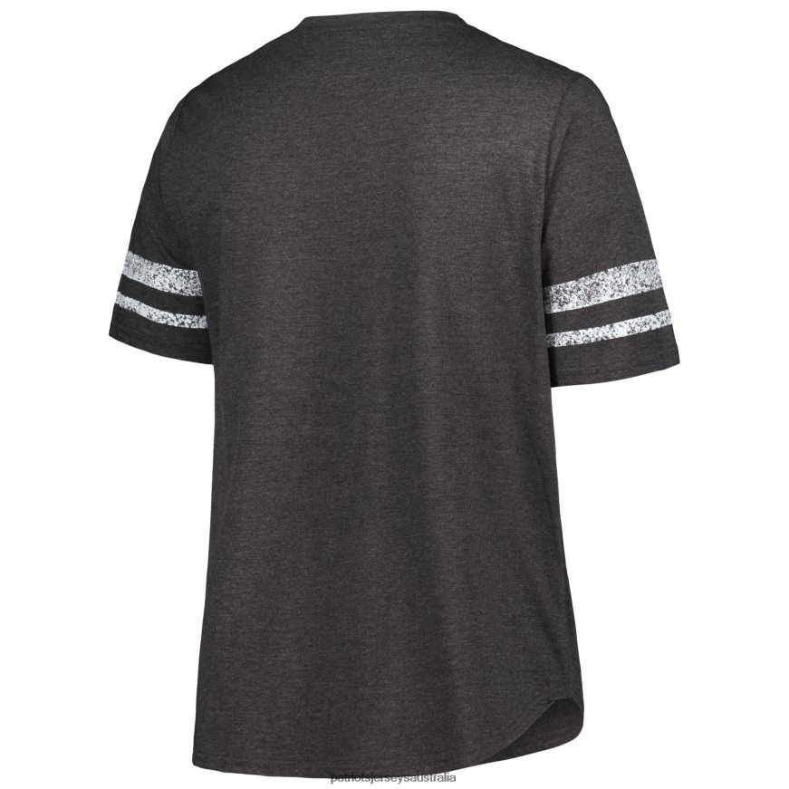 Women Fanatics Branded Heather Charcoal Plus Size Lace-Up V-Neck T-Shirt ZZ06V22668 Patriots Jersey Clothing