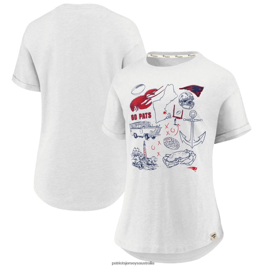 Women Fanatics Branded Heathered White True Classics Hometown Tacked T-Shirt ZZ06V22732 Patriots Jersey Clothing