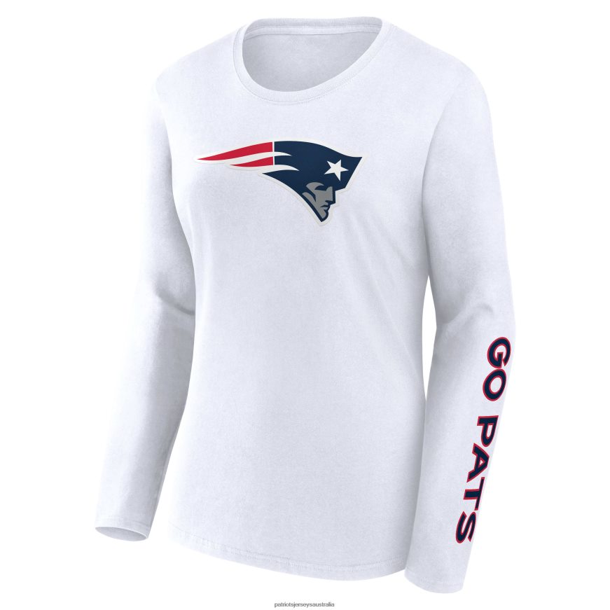 Women Fanatics Branded Navy/White Lightweight Short & Long Sleeve T-Shirt Combo Pack ZZ06V22634 Patriots Jersey Clothing