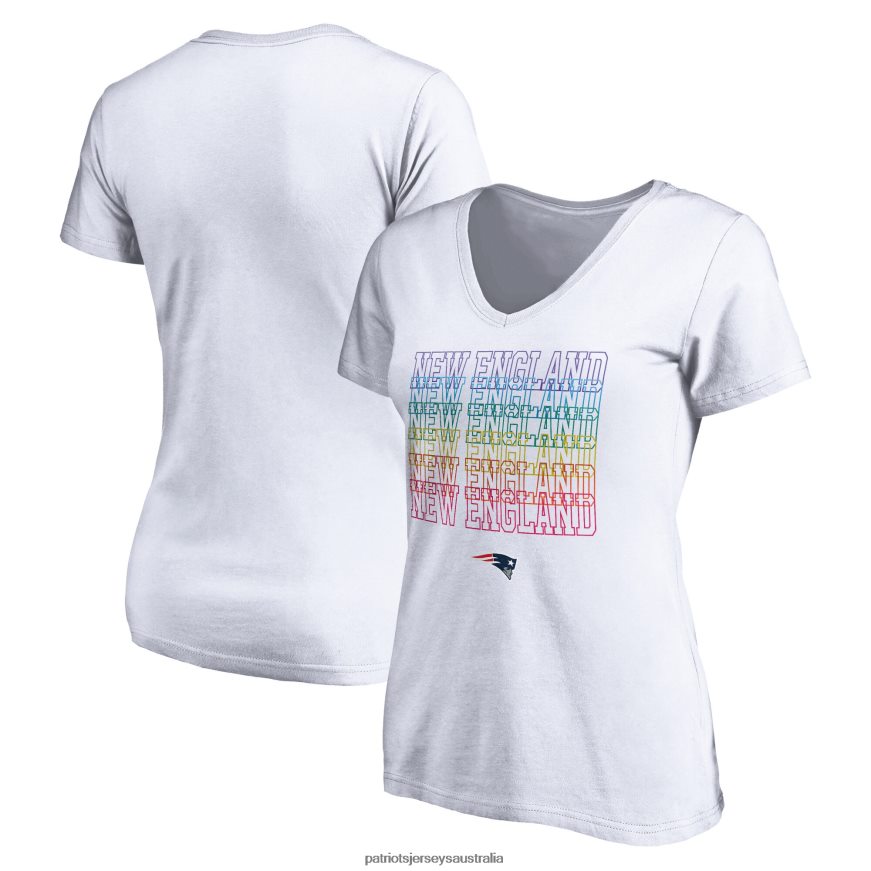 Women Fanatics Branded White City Pride V-Neck T-Shirt ZZ06V22768 Patriots Jersey Clothing