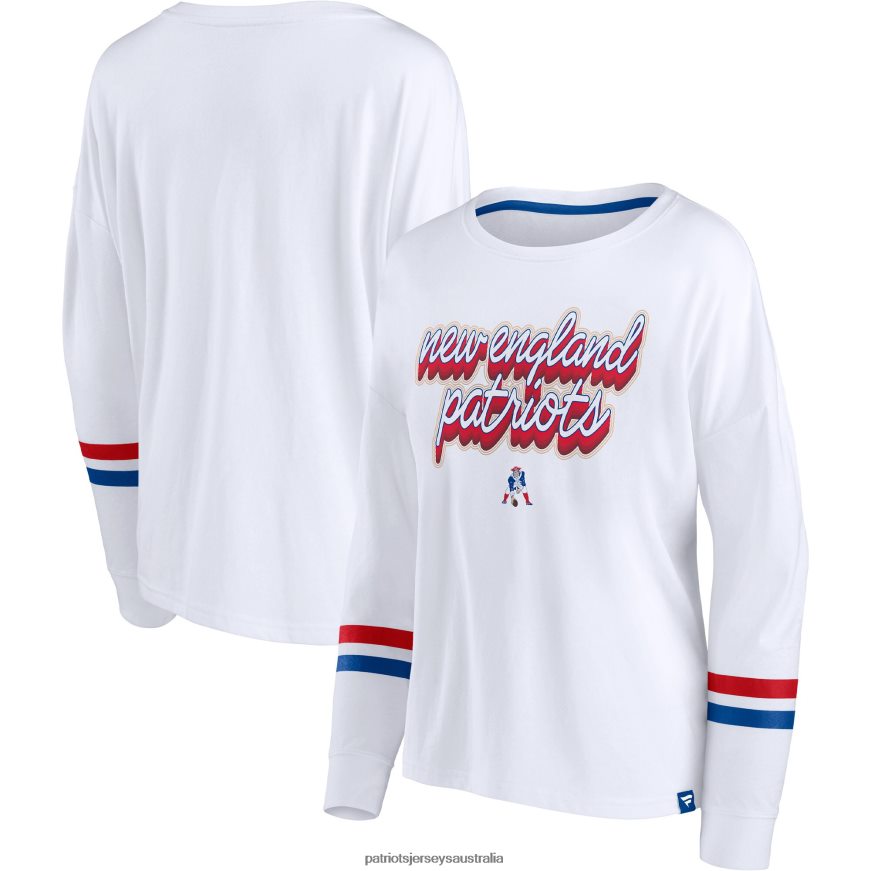 Women Fanatics Branded White Retro Power Long Sleeve T-Shirt ZZ06V22667 Patriots Jersey Clothing