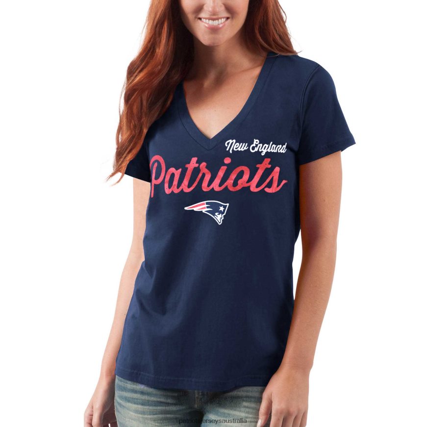 Women G-III 4Her by Carl Banks Navy Post Season V-Neck T-Shirt ZZ06V22707 Patriots Jersey Clothing