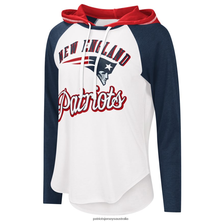 Women G-III 4Her by Carl Banks White MVP Raglan Hoodie Long Sleeve T-Shirt ZZ06V22645 Patriots Jersey Clothing
