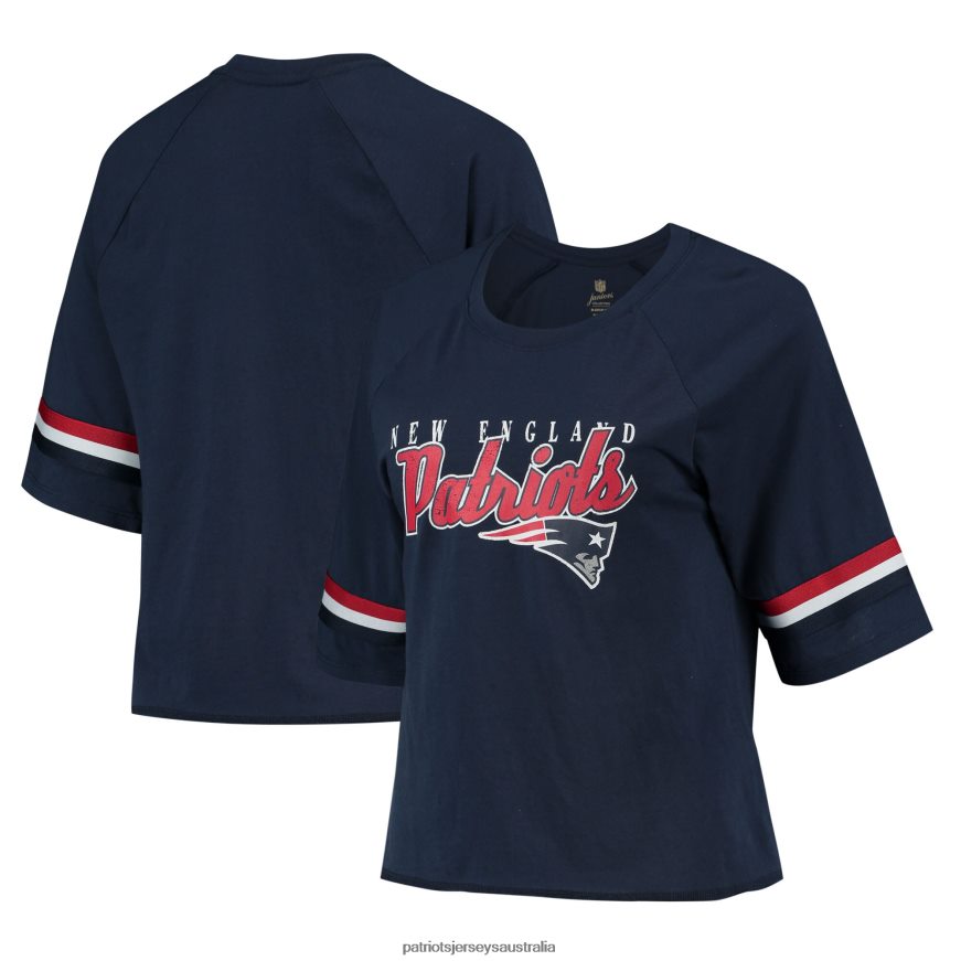 Women Juniors Navy Burnout Raglan Half-Sleeve T-Shirt ZZ06V22799 Patriots Jersey Clothing