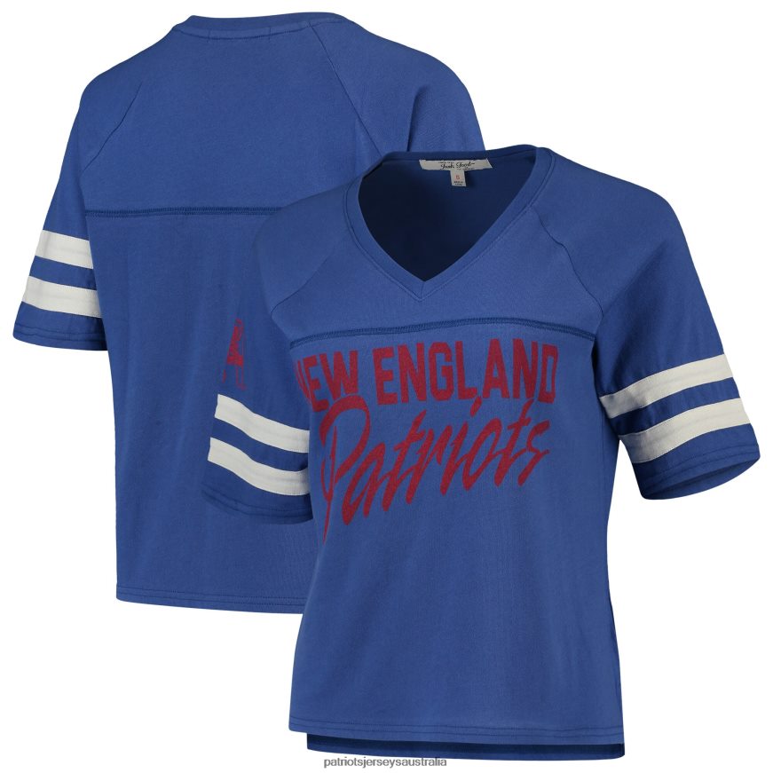 Women Junk Food Royal Football Half-Sleeve V-Neck T-Shirt ZZ06V22765 Patriots Jersey Clothing