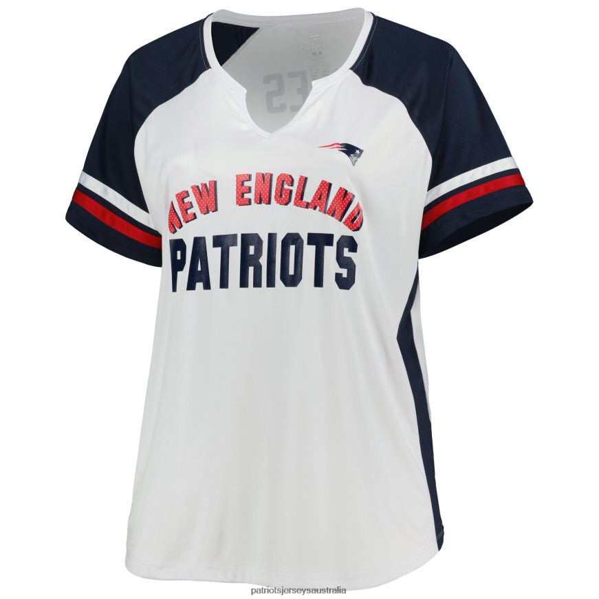 Women Mac Jones White Plus Size Notch Neck T-Shirt ZZ06V22770 Patriots Jersey Clothing