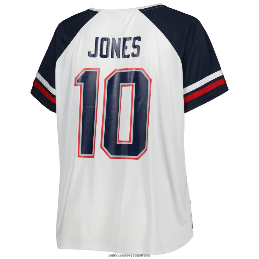 Women Mac Jones White Plus Size Notch Neck T-Shirt ZZ06V22770 Patriots Jersey Clothing