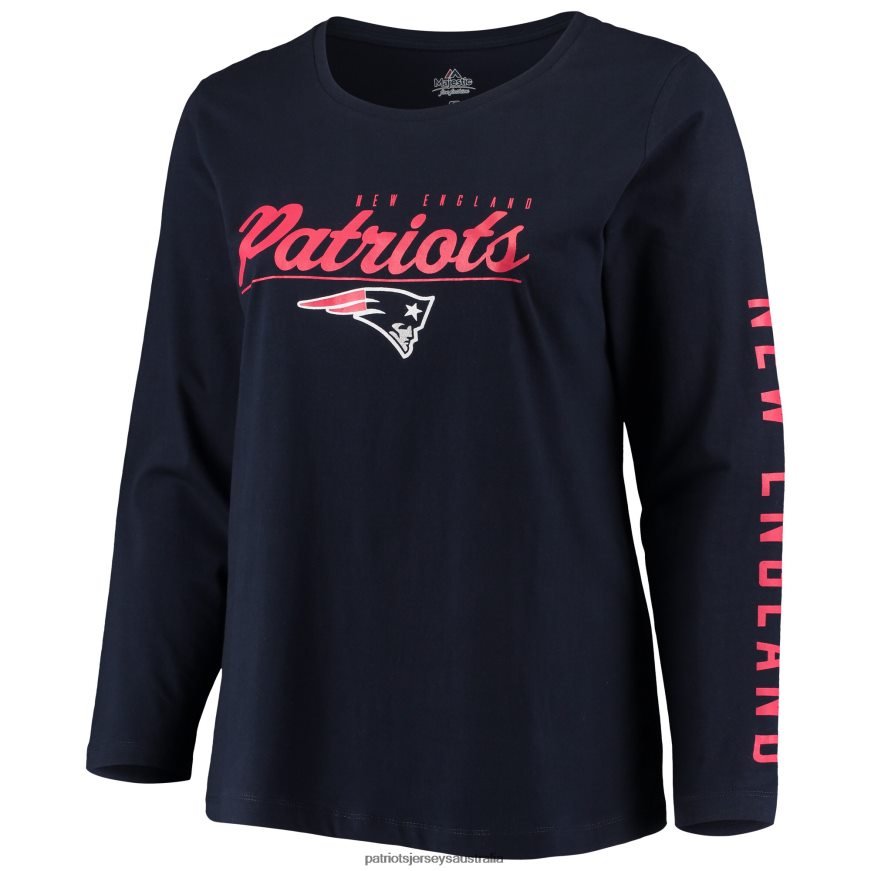 Women Majestic Navy Plus Size Team Logo Long Sleeve T-Shirt ZZ06V22727 Patriots Jersey Clothing