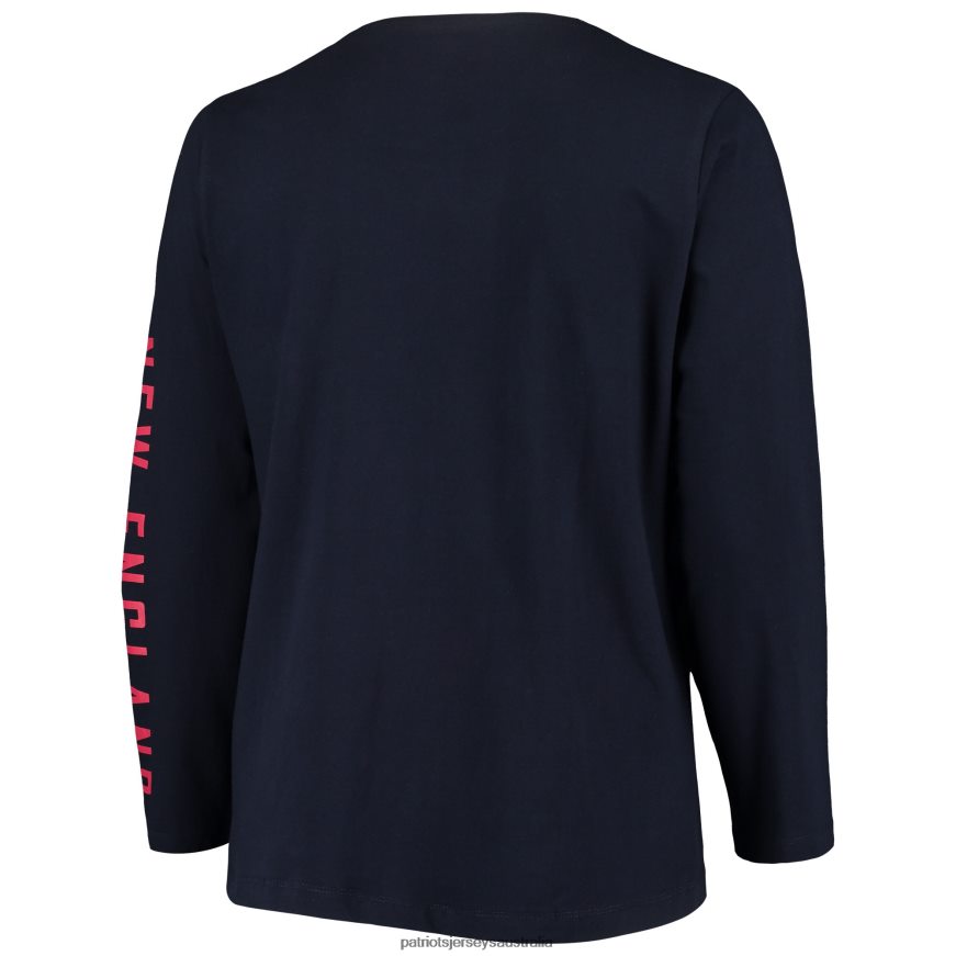 Women Majestic Navy Plus Size Team Logo Long Sleeve T-Shirt ZZ06V22727 Patriots Jersey Clothing