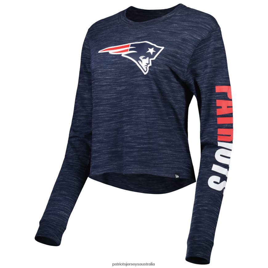 Women New Era Navy Crop Long Sleeve T-Shirt ZZ06V22731 Patriots Jersey Clothing