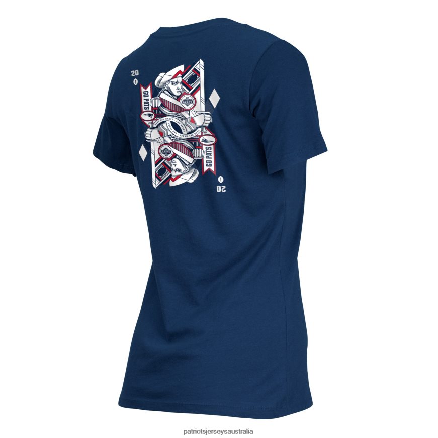 Women New Era Navy Draft Card V-Neck T-Shirt ZZ06V22806 Patriots Jersey Clothing