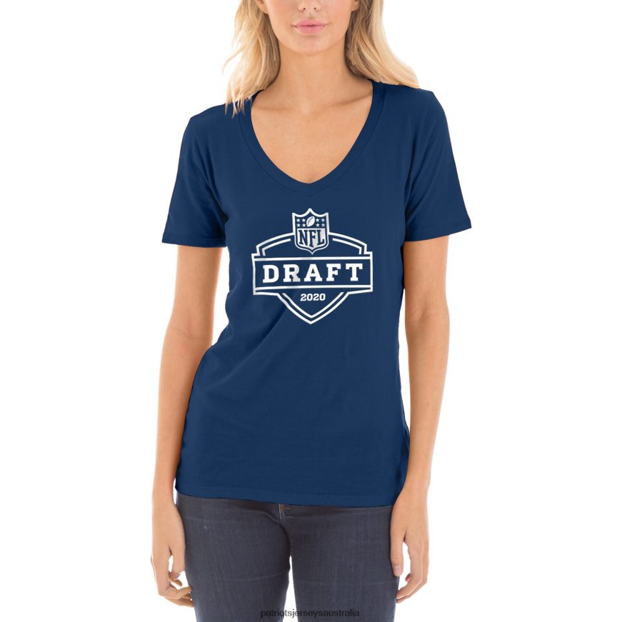Women New Era Navy Draft Card V-Neck T-Shirt ZZ06V22806 Patriots Jersey Clothing