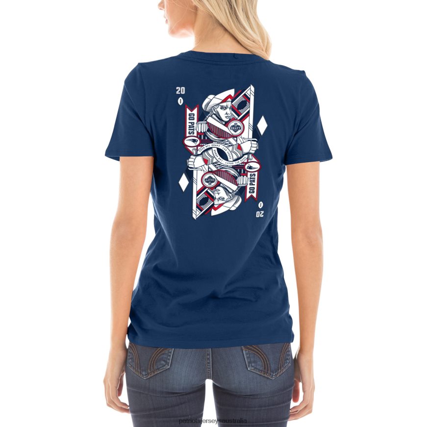Women New Era Navy Draft Card V-Neck T-Shirt ZZ06V22806 Patriots Jersey Clothing
