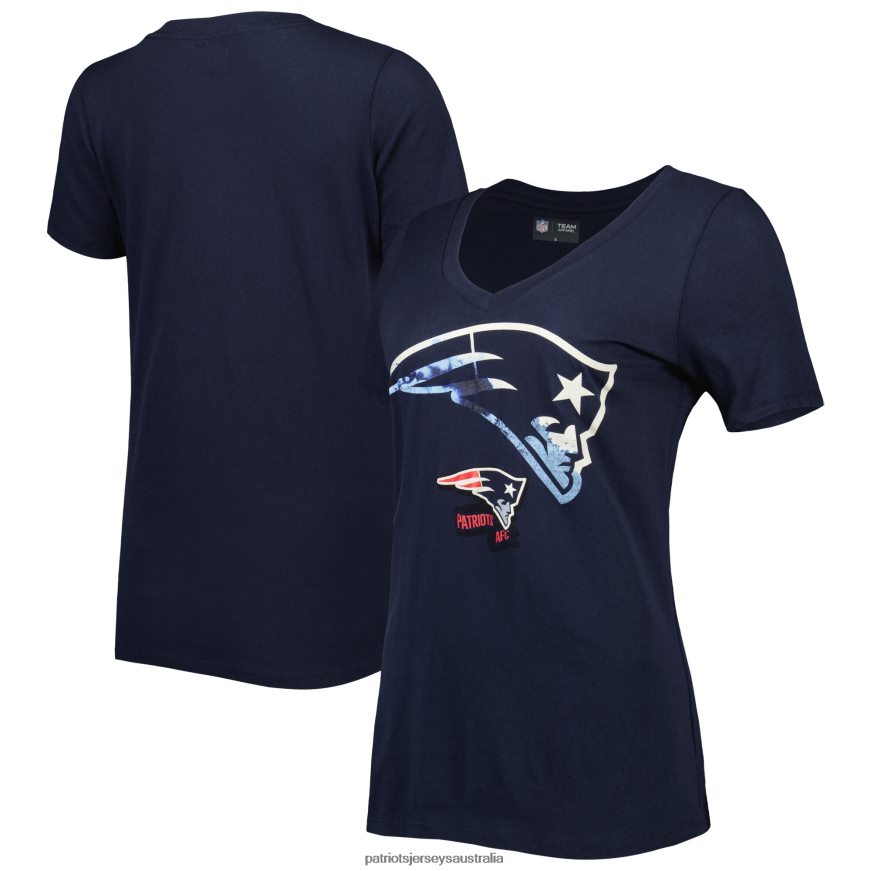 Women New Era Navy Ink Dye Sideline V-Neck T-Shirt ZZ06V22715 Patriots Jersey Clothing