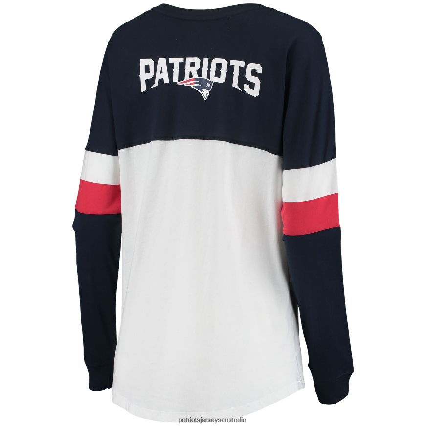 Women New Era Navy/White Athletic Varsity Lace-Up Long Sleeve T-Shirt ZZ06V22796 Patriots Jersey Clothing