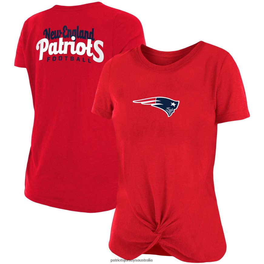 Women New Era Red Slub T-Shirt with Front Twist Knot ZZ06V22772 Patriots Jersey Clothing
