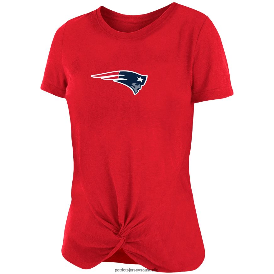Women New Era Red Slub T-Shirt with Front Twist Knot ZZ06V22772 Patriots Jersey Clothing