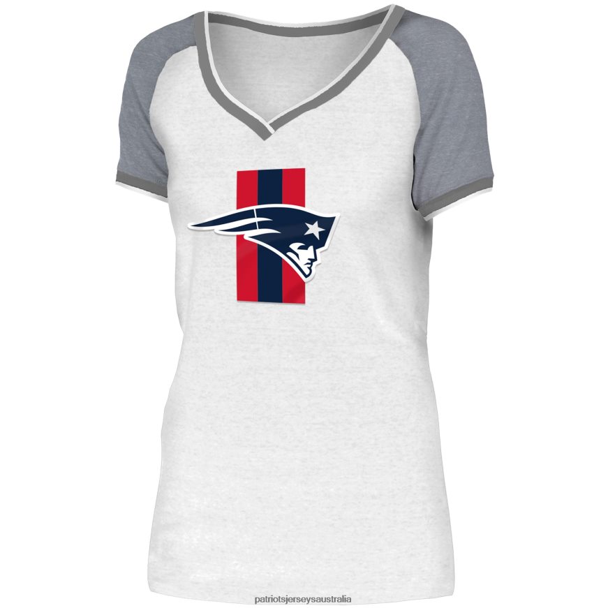 Women New Era White/Gray Training Camp Raglan V-Neck T-Shirt ZZ06V22766 Patriots Jersey Clothing