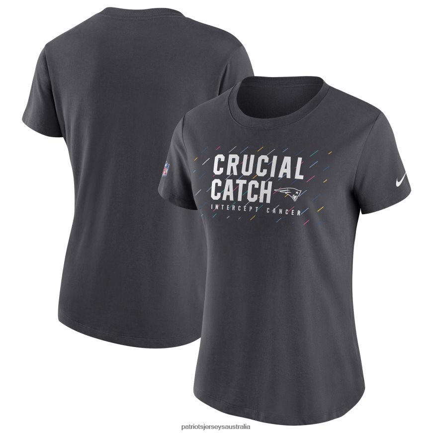 Women Nike Anthracite 2021 NFL Crucial Catch Performance T-Shirt ZZ06V22777 Patriots Jersey Clothing