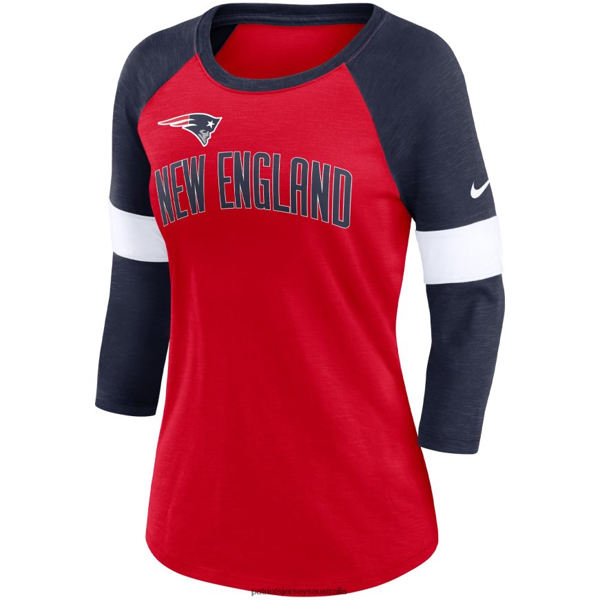 Women Nike Heather Red/Heather Navy Football Pride Raglan 3/4-Sleeve T-Shirt ZZ06V22658 Patriots Jersey Clothing