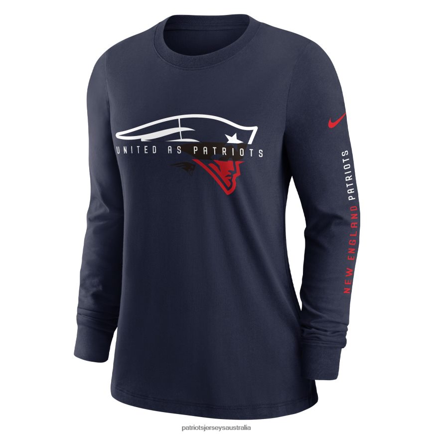 Women Nike Navy Prime Split Long Sleeve T-Shirt ZZ06V22730 Patriots Jersey Clothing