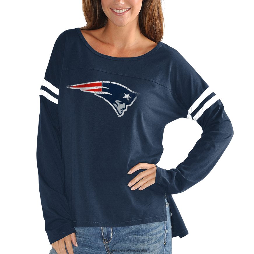 Women Touch Navy Plus Size Free Agent Long Sleeve T-Shirt ZZ06V22738 Patriots Jersey Clothing