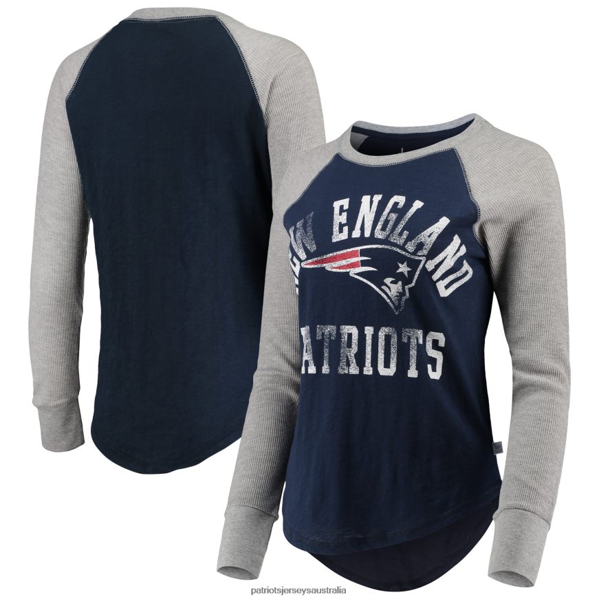 Women Touch Navy Waffle Raglan Lightweight Long Sleeve T-Shirt ZZ06V22717 Patriots Jersey Clothing