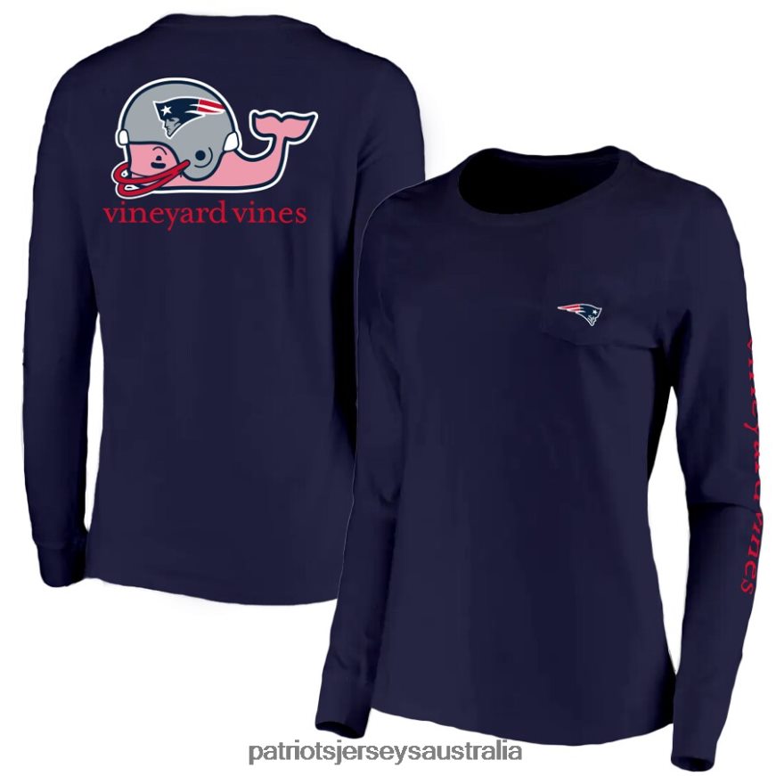Women Vineyard Vines Navy Helmet Long Sleeve T-Shirt ZZ06V22677 Patriots Jersey Clothing