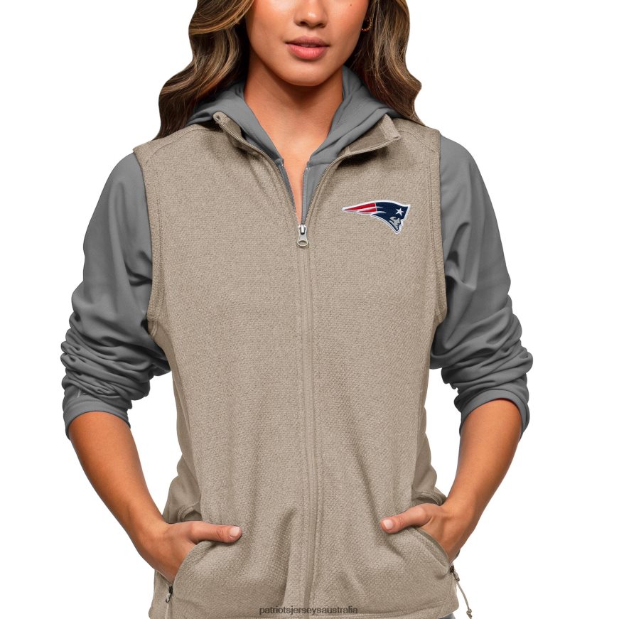 Women Antigua Oatmeal Closure Full-Zip Vest ZZ06V2982 Patriots Jersey Clothing