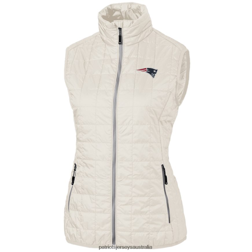 Women Cutter & Buck Cream Rainier PrimaLoft Eco Full-Zip Vest ZZ06V21075 Patriots Jersey Clothing