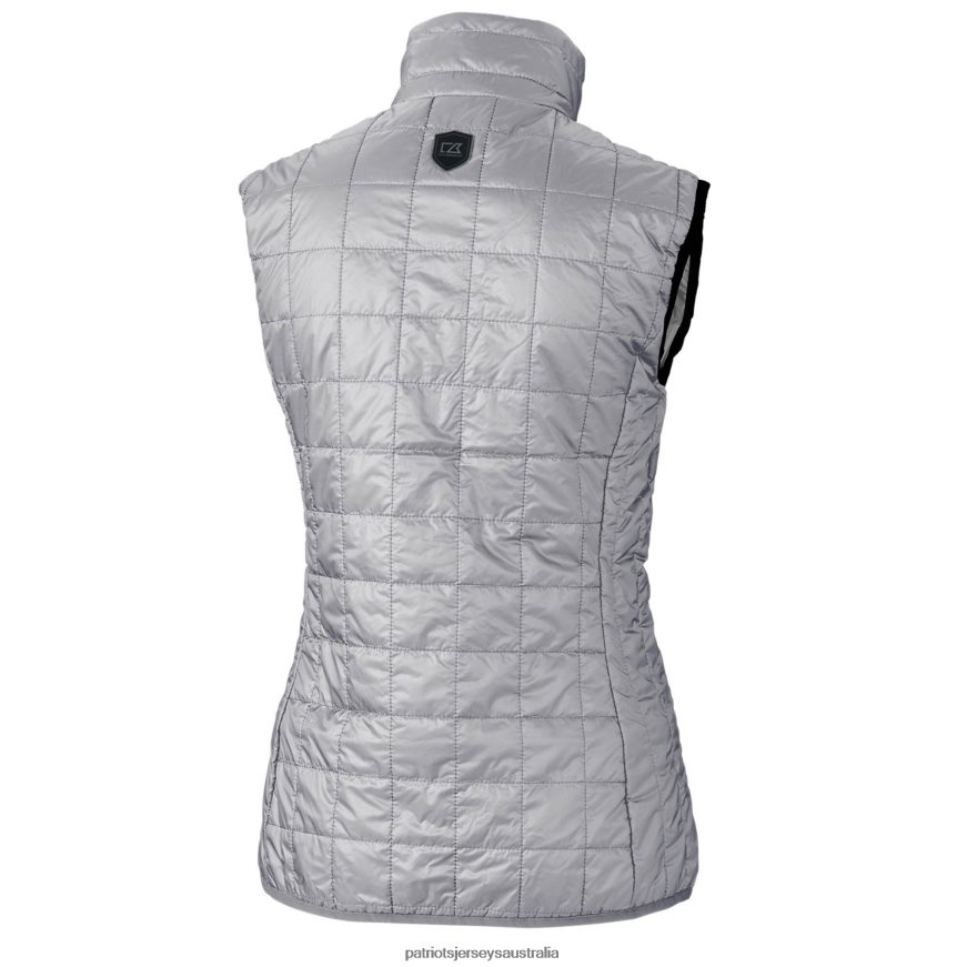 Women Cutter & Buck Gray Throwback Logo Rainier PrimaLoft Eco Full-Zip Puffer Vest ZZ06V21063 Patriots Jersey Clothing