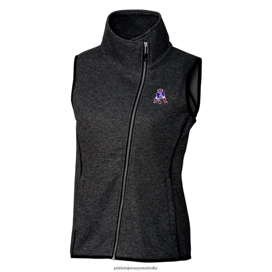 Women Cutter & Buck Heather Charcoal Throwback Logo Mainsail Full-Zip Vest ZZ06V21010 Patriots Jersey Clothing