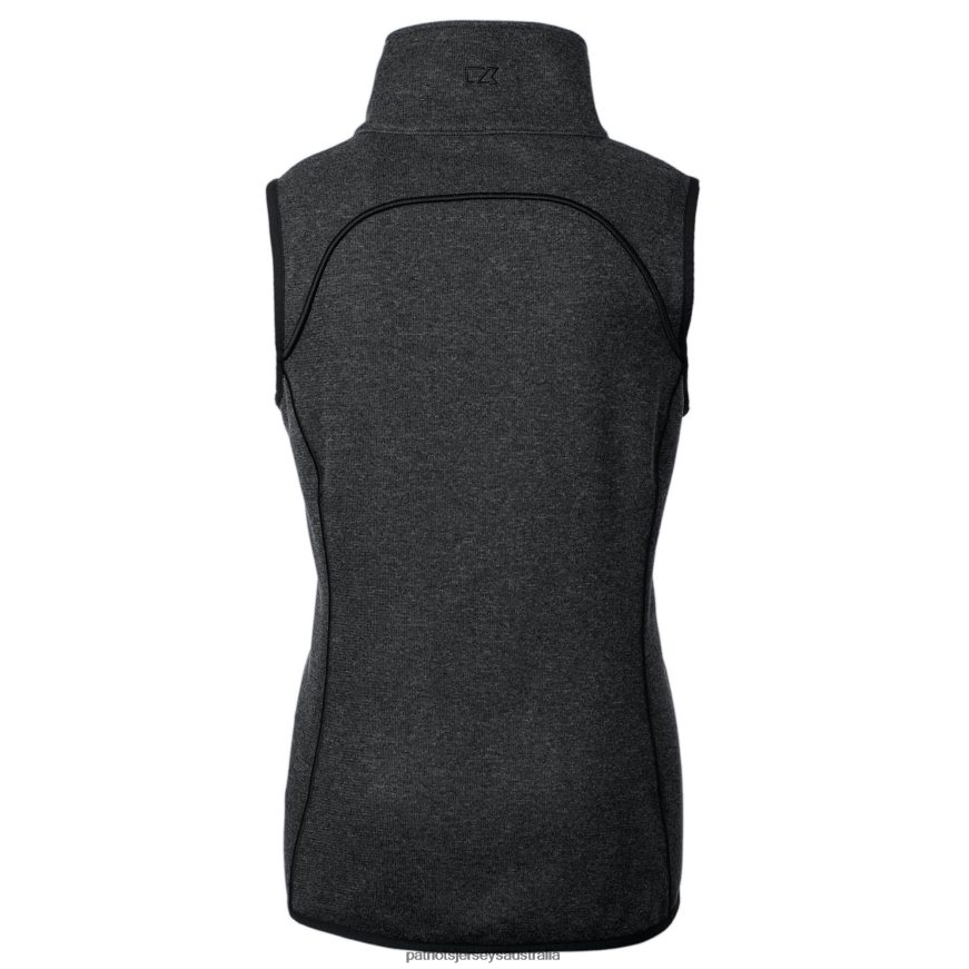 Women Cutter & Buck Heather Charcoal Throwback Logo Mainsail Full-Zip Vest ZZ06V21010 Patriots Jersey Clothing