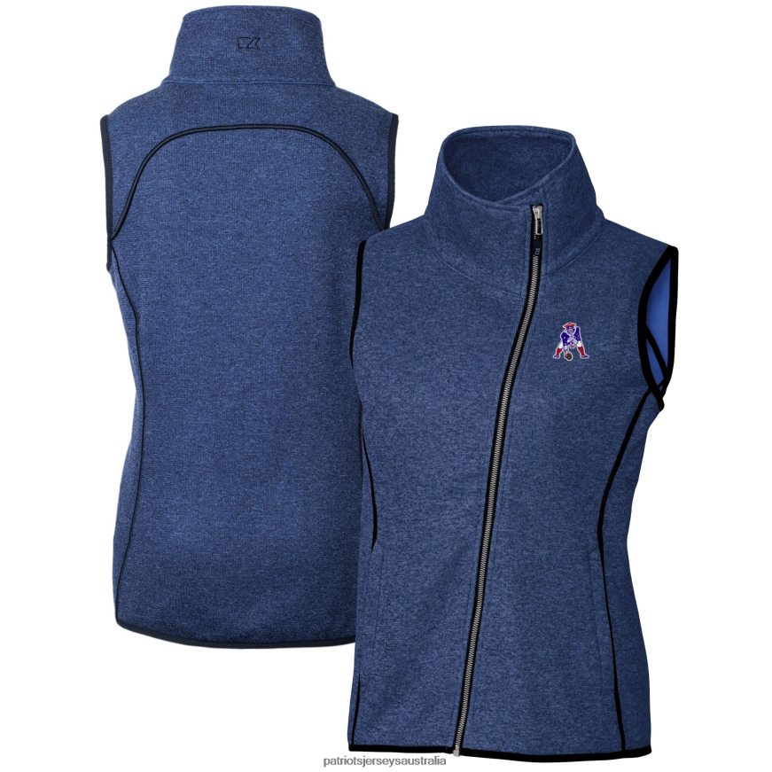 Women Cutter & Buck Heather Royal Throwback Logo Mainsail Full-Zip Vest ZZ06V21009 Patriots Jersey Clothing