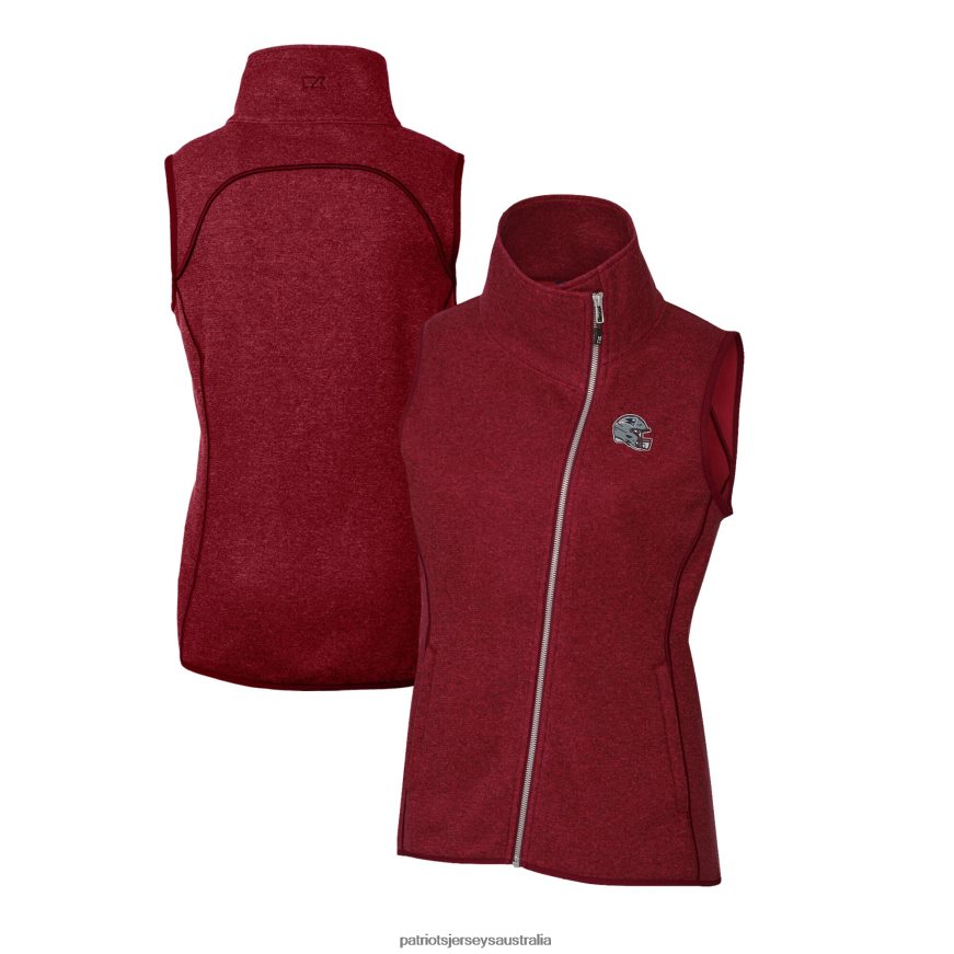 Women Cutter & Buck Red Helmet Logo Mainsail Sweater-Knit Full-Zip Asymmetrical Vest ZZ06V2886 Patriots Jersey Clothing