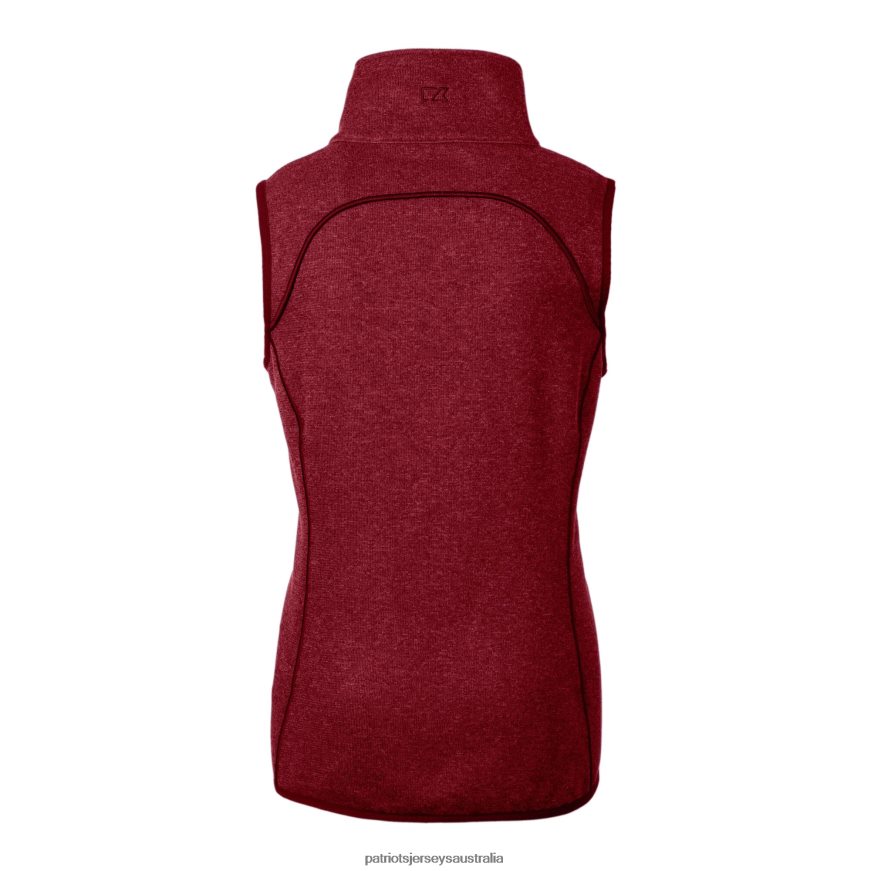Women Cutter & Buck Red Helmet Logo Mainsail Sweater-Knit Full-Zip Asymmetrical Vest ZZ06V2886 Patriots Jersey Clothing
