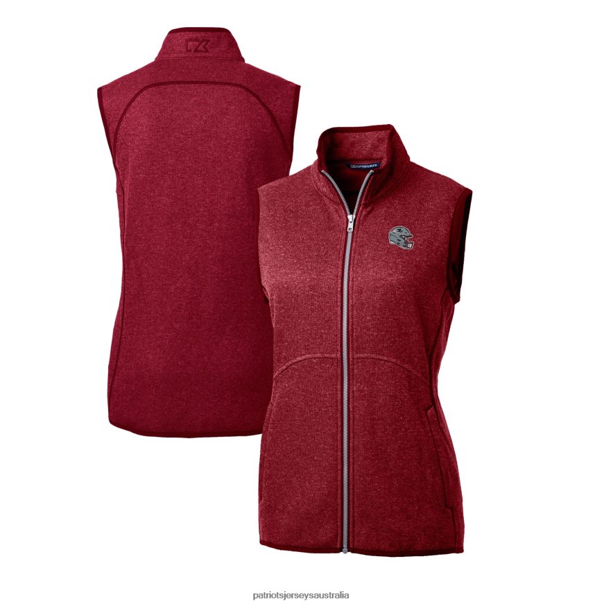 Women Cutter & Buck Red Helmet Logo Mainsail Sweater-Knit Full-Zip Vest ZZ06V2848 Patriots Jersey Clothing