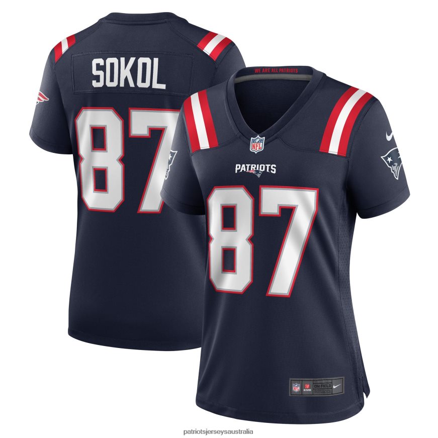 Women Nike Matt Sokol Navy Game Player Jersey ZZ06V21241 Patriots Jersey Clothing