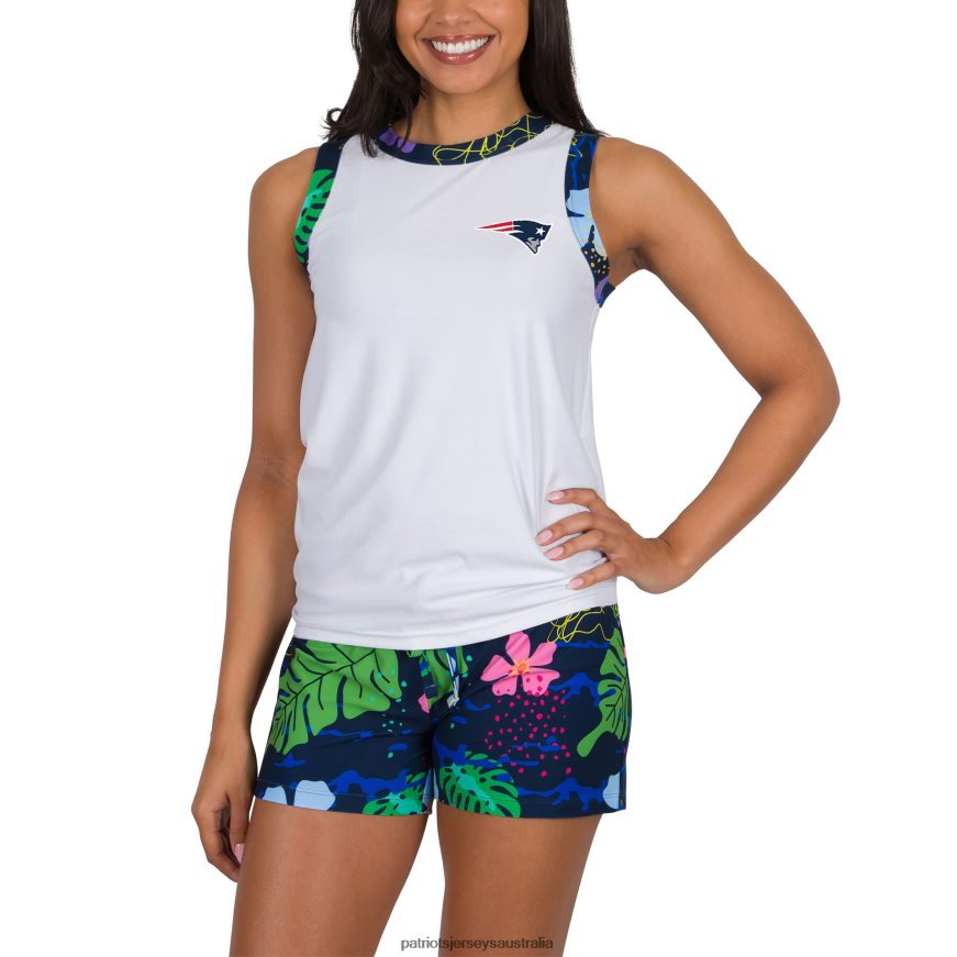 Women Concepts Sport White Roamer Knit Tank Top & Shorts Set ZZ06V22711 Patriots Jersey Clothing