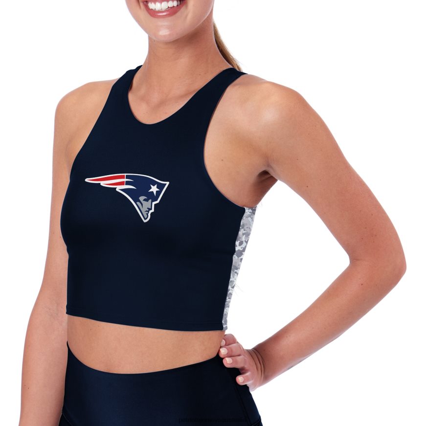Women Certo Navy Logo High Neck Midi Bra ZZ06V22874 Patriots Jersey Clothing