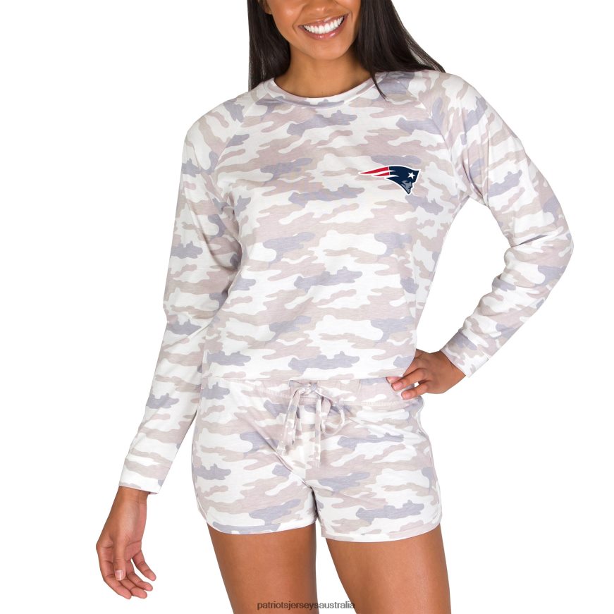 Women Concepts Sport Camo Encounter Long Sleeve Top & Short Set ZZ06V22878 Patriots Jersey Clothing