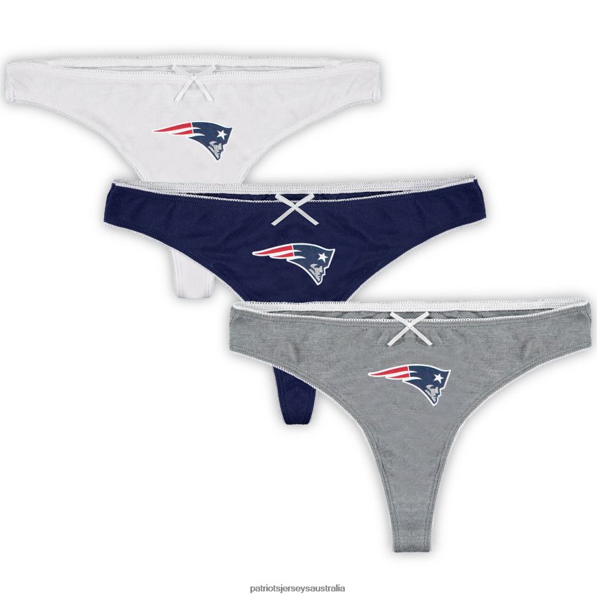 Women Concepts Sport Navy/Heathered Charcoal/White 3-Pack Lodge Thong Set ZZ06V22897 Patriots Jersey Clothing