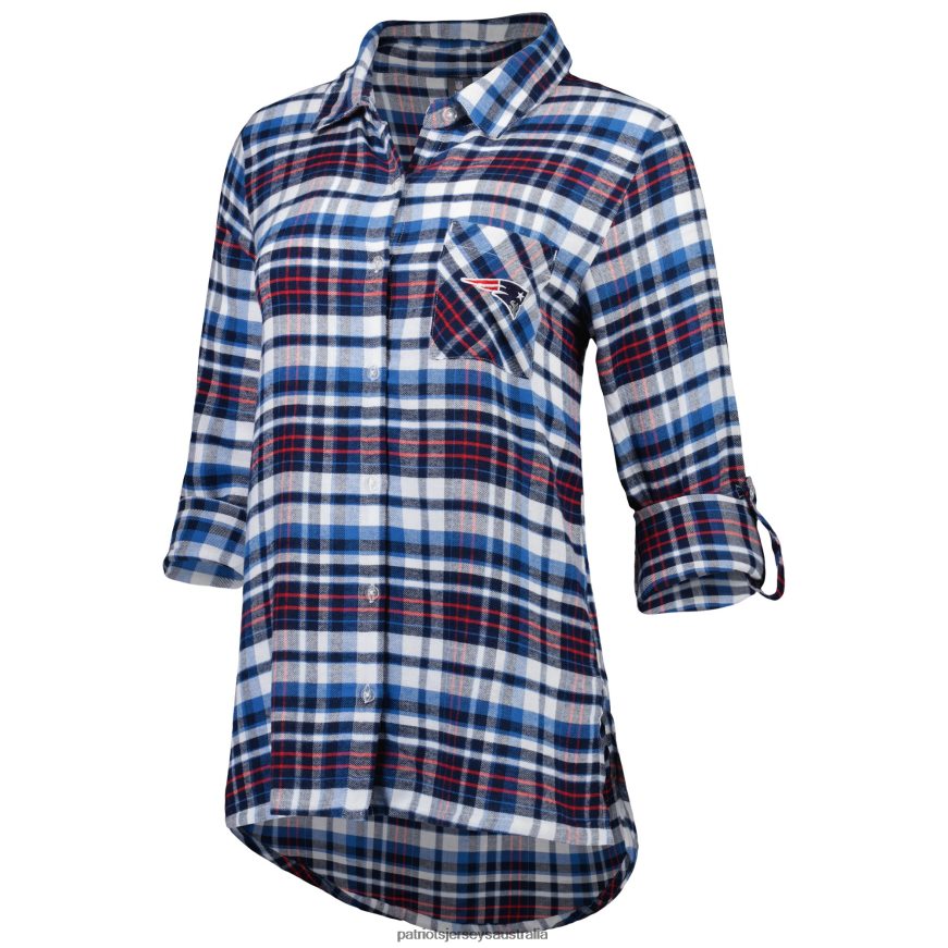Women Concepts Sport Navy Mainstay Plaid Full-Button Long Sleeve Nightshirt ZZ06V22885 Patriots Jersey Clothing