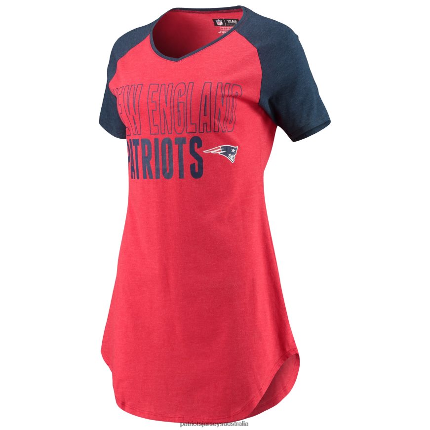 Women Concepts Sport Red/Heathered Navy Meter Raglan V-Neck Knit Nightshirt ZZ06V22857 Patriots Jersey Clothing