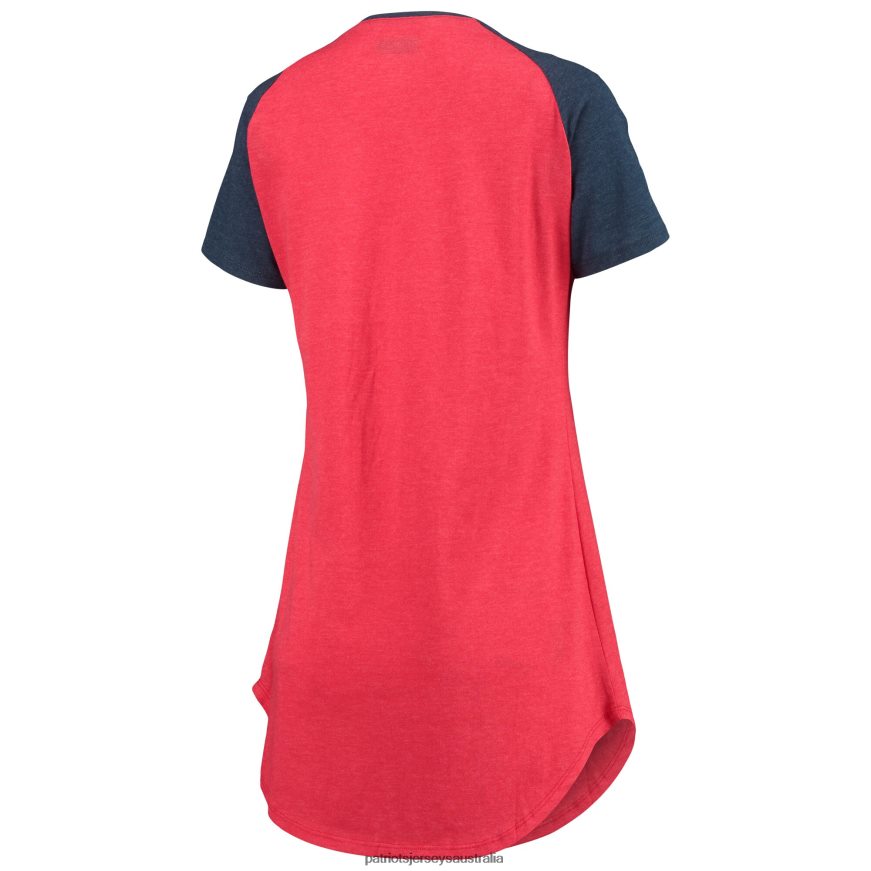 Women Concepts Sport Red/Heathered Navy Meter Raglan V-Neck Knit Nightshirt ZZ06V22857 Patriots Jersey Clothing